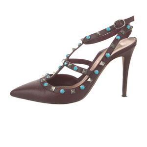 Authentic Valentino Studded Burgundy Stiletto Heels